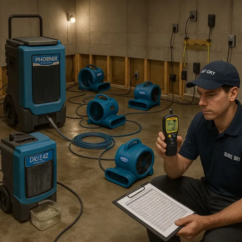 Structural Drying and Dehumidification process in Omro, WI